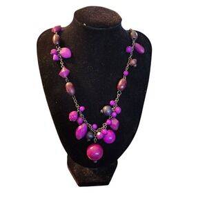 Liz‎ Claiborne Purple Beaded Necklace Fashion Jewelry Statement Piece